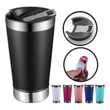 Copo Térmico Com Tampa Inox E Abridor 473ml Cor Preto Liso