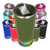 Copo Termico E Caixa De Som Com Tampa Abridor Inox Led Rgb