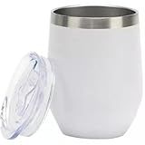 Copo Térmico Em Aço Inox Parede Dupla De Inox 350 Ml Com Tampa Personalizável Mantém Bebidas Quentes Ou Geladas QH Shopp Branco 