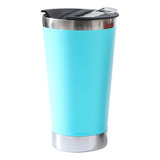 Copo Térmico Para Cerveja Café Chá Chopp Tampa E Abridor Cor Azul celeste Liso