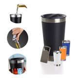 Copo Termico Tampa Abridor Garrafa P Cerveja Café Aço Inox Cor Preto Liso