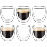 Copo Vidro Duplo Café Expresso Capuccino Chá 6 Peças 70ml