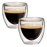 Copo Vidro Duplo Café Expresso Chá Capuccino 2 Peças 100ml