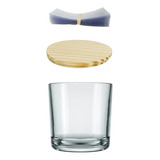 Copo Vidro Whisky 265ml C Tampa Madeira Lacres P velas C 10