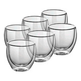 Copos Duplo 250ml Vidro Para Café Suco Cerveja Chopp Kit C 6