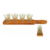 Copos Shot Copinhos Dose Cachaça Suporte Madeira Teca
