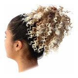 Coque De Cabelo Puff Afro Cacheados finalização De Penteados Cor Loiro Mel Platinado