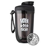Coqueteleira Shakeira Whey Para Academia E Treino Com Misturador E Alça Esfera Mola Frase Hora Do Treino 550 Ml Preto 
