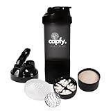 Coqueteleira Whey Academia 500ml Com Mola Divisórias Shakeira Compartimento Com Porta Comprimido Suplemento Shaker Misturador