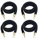Corda De Suporte De 59 Polegadas Corda De Suporte Preta Com Ganchos Polidos Dourados Corda De Barreira De Controle De Multidão Para Hotéis Cinemas 4pcs 