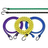 Corda Elástica Multiuso Com Gancho Para Moto E Bicicleta - 10mm X 1-8m - Grossa- Alta Resistência E Elasticidade- Ideal Para Bagageiro- Cargas- Viagens- Amarrações E Organização -Kit 3 Peças-