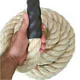 Corda Sisal Reforçada 38mm 5 M Rope Naval Treino Escalada