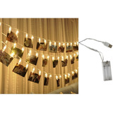 Cordão 10 Prendedor Varal Luminoso Led Pregador Foto Usb