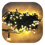 Cordão 100 Led Fixo Prova D água Fio Verde M f Natal 220v Luzes Branco Quente