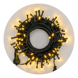 Cordão 100 Leds Fixo Prova D água Branco Quente 10 Metros