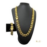 Cordão 13mm Dubai Pulseira 100 Banhado A Ouro 18k