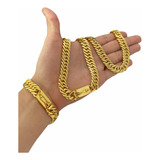 Cordão 13mm Grumet Pulseira Banhado A Ouro 18k Luxo