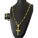 Cordão 6mm Tijolinho Com Pulseira Pingente Banhado Ouro 18k