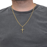 Cordão Banhado Ouro Masculino Pingente Cruz Crucifixo Jesus