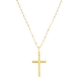 Cordão Corrente 70cm Pingente Cruz Crucifixo Ouro 18k