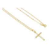 Cordão Corrente Cadeado E Pingente Crucifixo De Ouro 18k 750