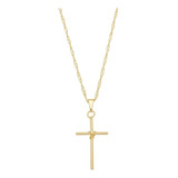 Cordão Corrente Infantil Masculina Crucifixo Folheado Ouro