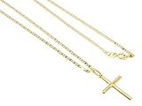 Cordão Corrente Masculina Piastrine 70cm Pingente Cruz Crucifixo De Ouro 18k