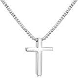 Cordão Corrente Masculina Veneziana 70cm Aço Inox Com Pingente Cruz Crucifixo