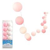 Cordão De Bolinhas Variados Tamanhos E Cores Branco Rosa Azul Verde Amarelo Para Festa E Quarto Infantil Luminária LED Bivolt Pilha 10 20 E 35 Luzes Rosa E Branco 20 Bolas 2 8m