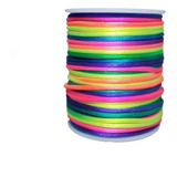Cordão De Cetim Rabo De Rato 2mm Multicolorido Escuro 50 Mts Cor Multicor Escuro