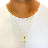 Cordao De Ouro 18k Masculino Cadeado Crucifixo Cravejado
