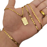 Cordão E Pulseira Moeda Antiga Pingente Salmo Tudo Posso