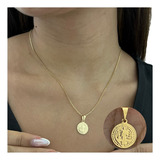 Cordão Feminino Moeda Antiga Banhado Ouro 24k Não Escurecer