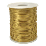 Cordão Fio Cetim Seda Rabo Rato Rolo 100 Metros 1mm Ouro