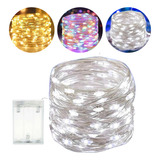 Cordão Fio De Fada 10m 100 Leds Enfeite Natal Branco Quente
