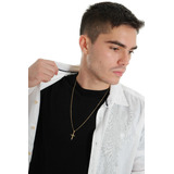 Cordão Masculino 60cm Folheado A Ouro 18k Crucifixo
