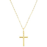 Cordão Masculino Cadeado De 70cm E Crucifixo Joia Ouro 18k