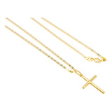 Cordão Masculino Piastrine 70cm Maciço Crucifixo Ouro 18k