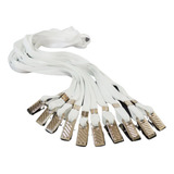 Cordão Para Crachá Com Presilha Clips Jacaré Branco 100 Und