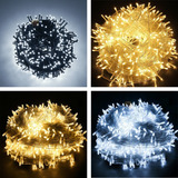 Cordão Pisca 100 Led 8 Modos Decoração Árvore Natal Cor Das Luzes Branco Quente fio Transparente 127v