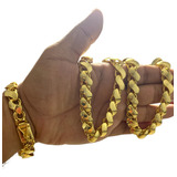 Cordão Poze Pulseira 13mm Friso Dupla Face Banhado A Ouro