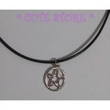 Cordão Preto Colar Supernatural Estrela Pentagrama Mini