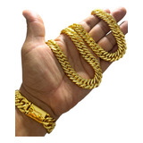 Cordão Pulseira 13mm Grumet Banhado A Ouro 18k Fecho 750