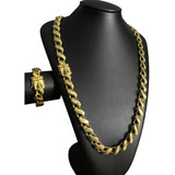 Cordão Pulseira Friso S 13mm Fecho Nossa Sra Banhado A Ouro