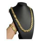 Cordão Pulseira Friso S Vazado 13mm Banhado A Ouro 18k