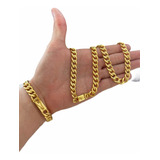 Cordao Pulseira Grumet 10mm Banhado A Ouro 18k Luxo