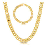 Cordão Pulseira Grumet Pitbull 10mm Moeda Antiga Luxo Comprimento 20 Cm Cor Dourado Diâmetro 20 Cm