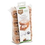 Core Kitchen Potência De Limpeza Diária Cor De Amêndoa Natural 10 X 15 Cm Ecológica Fibra De Coco Esponja De Limpeza Para Cozinha E Banheiro Com Alça De Fácil Aderência Pacote Com 4