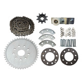 Coroa 44d Corrente Kit Fix Pinhão Esticador Bike Motorizada