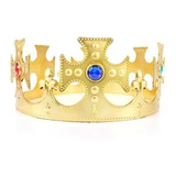 Coroa De Rei Em Plástico Dourada Com Pedras Melhor Preço